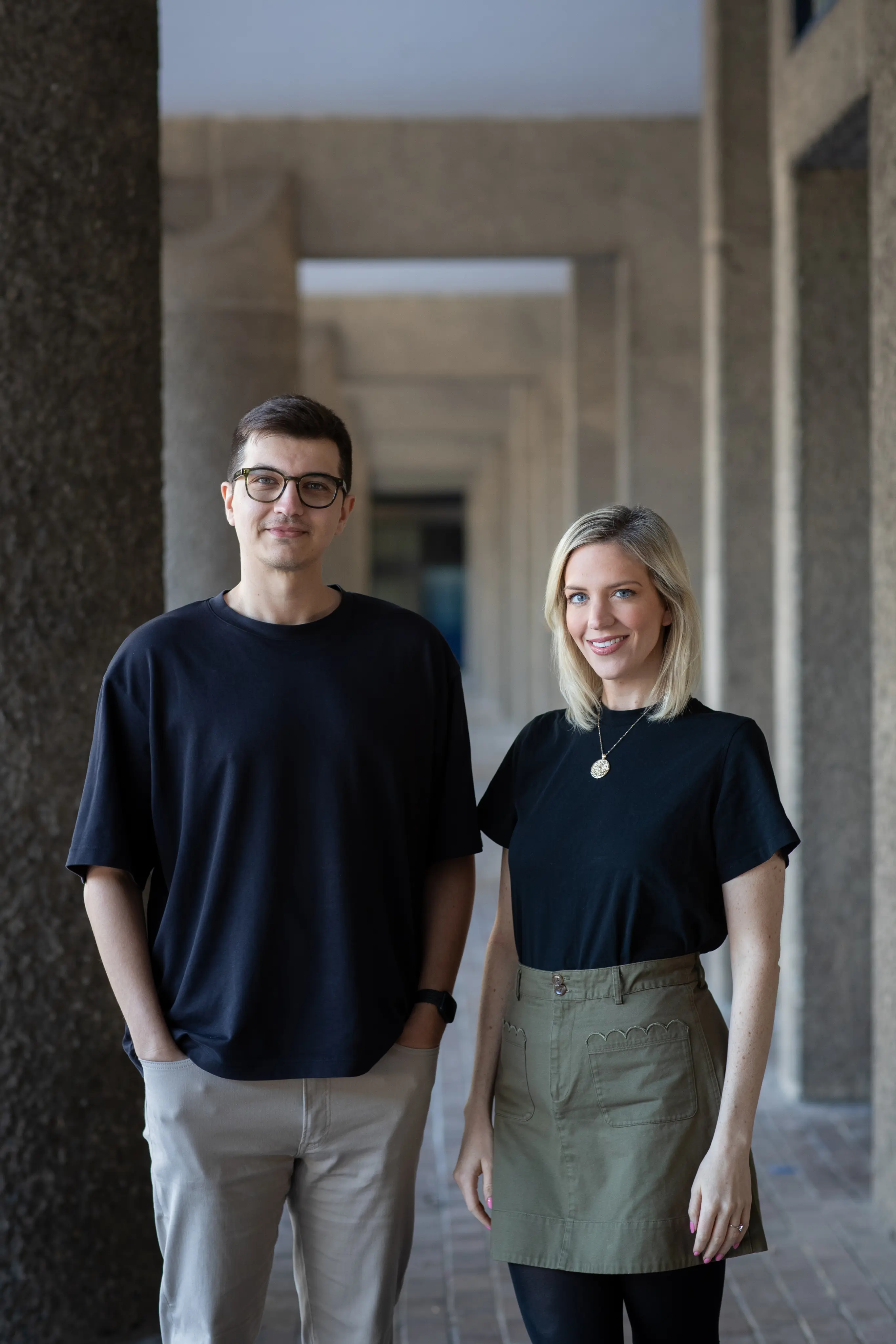Shareback co-founders Yev Vlasenko and Lauren Ladd outside the office